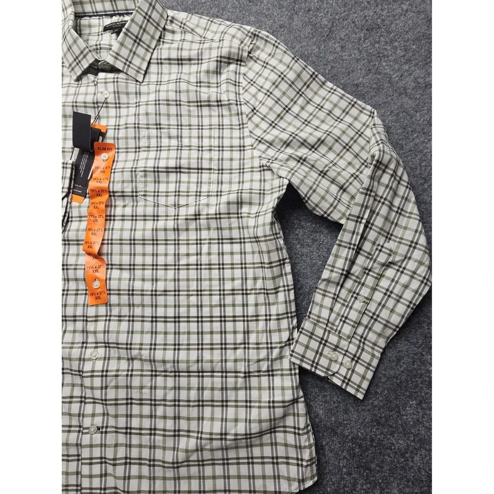 Banana Republic Shirt Mens XXL Blue Plaid Slim Fit Button Up